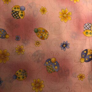 🛒 $15 Quilt Cotton Fabric Material - 2 1/2 yards Lady Bug Floral #3769